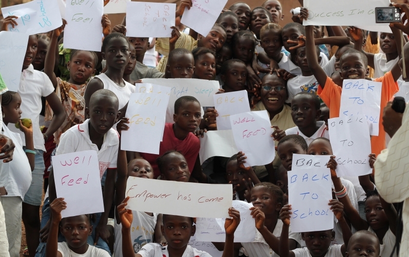 Sylvester with a group of children at Door of Hope - Sierra Leone