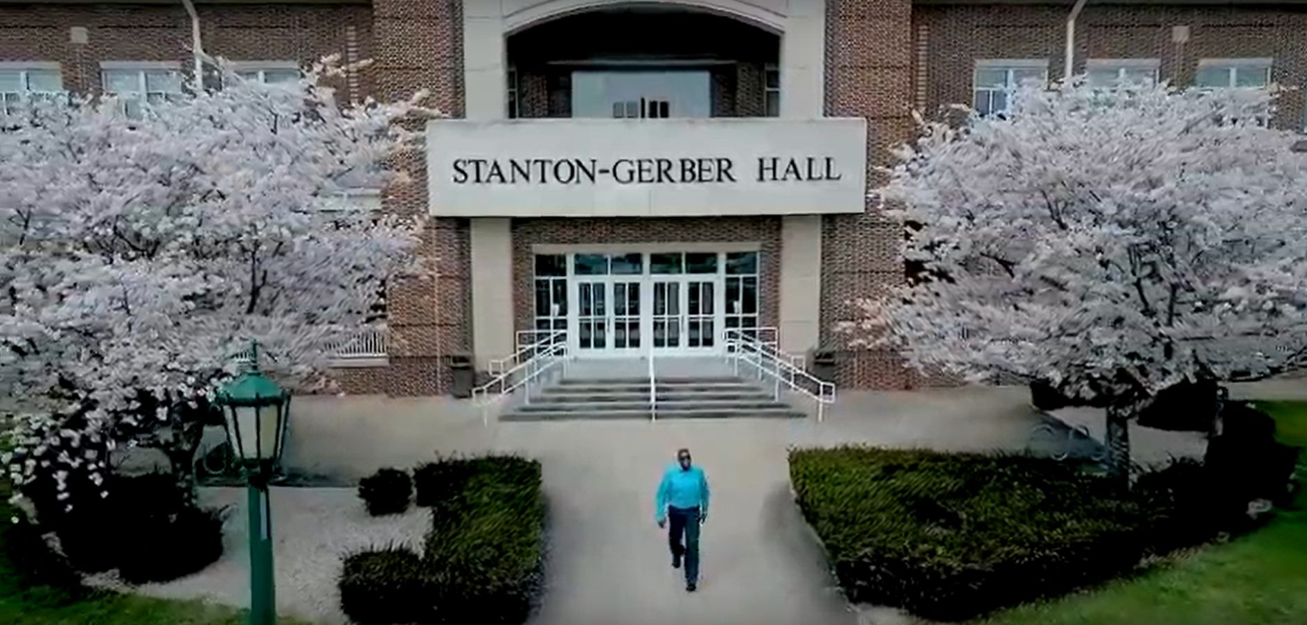 Drone Footage - Sylvester Walking in Front of Stanton-Gerber