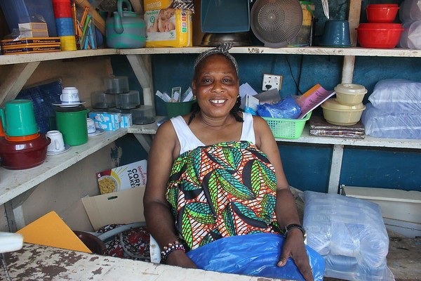 Woman at her microfinance business in Sierra Leone - supported by Develop Africa