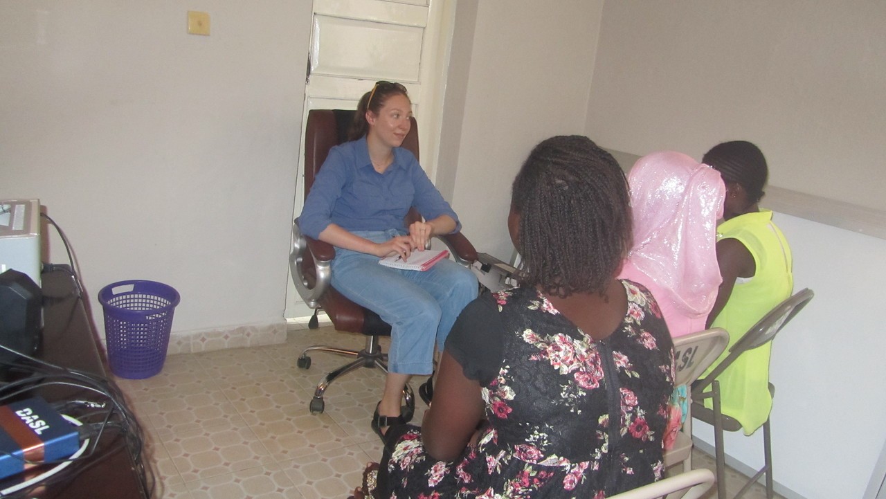 (c) Develop Africa. Alix from GlobalGiving visits the Creating Pathway Centre in Sierra Leone.