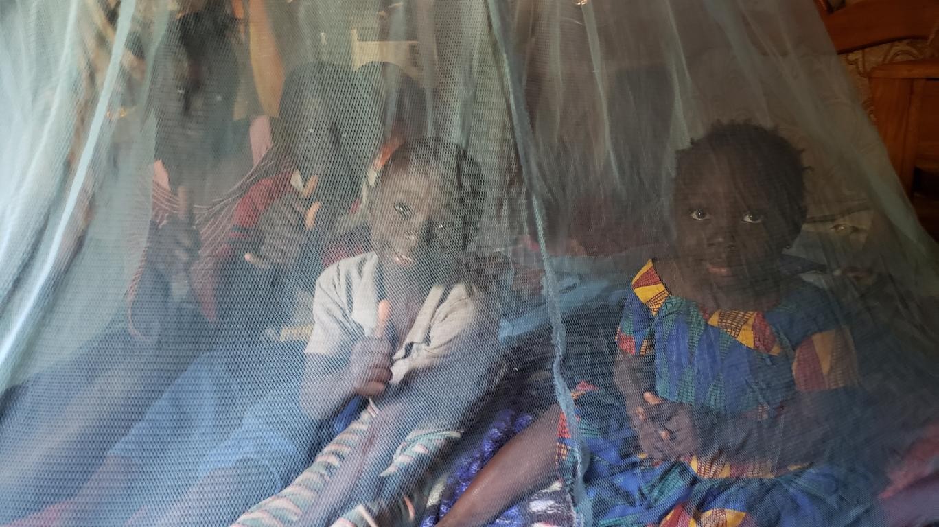 (c) Develop Africa. Family under a mosquito net donated by Develop Africa to help shield them against deadly mosquitoes.